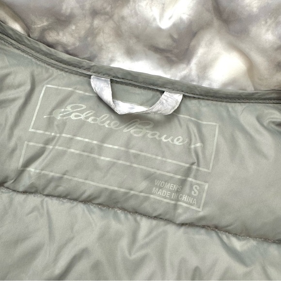 Eddie Bauer Puffer Vest Jacket Full Zip EB650 Down Insulated Womens S Gray White - Picture 10 of 13